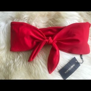 NWT Pinkcolada Coral Red Bandeau Bikini Top